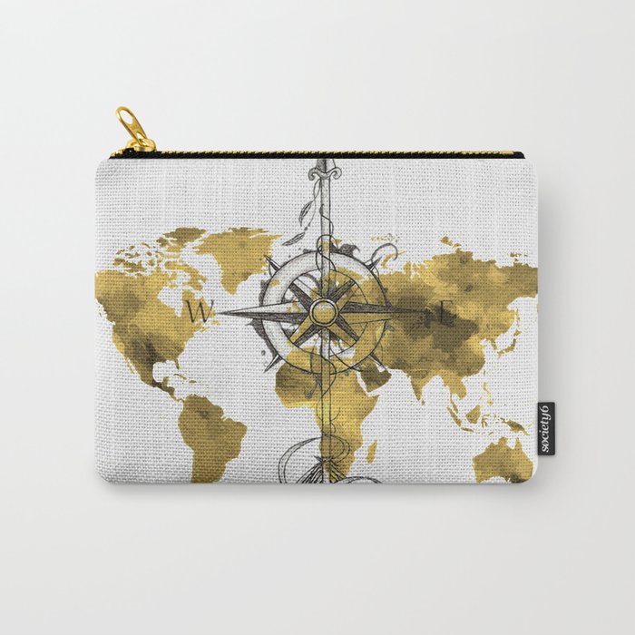 Gold World Map 2 Carry-All Pouch