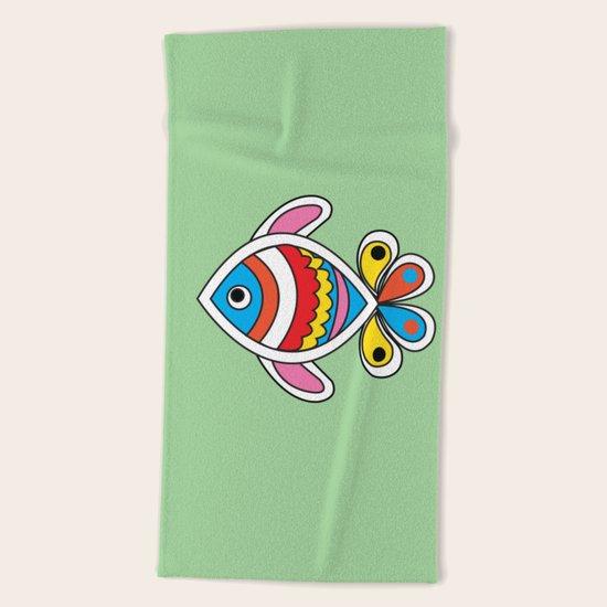 Color fish 1 Beach Towel
