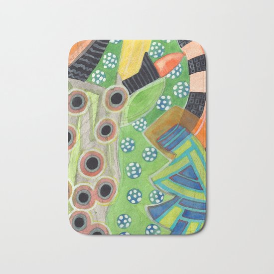Curves and Patterns with Red Light Bulb Bath Mat