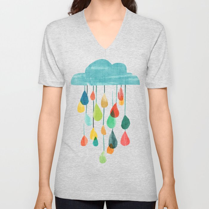 cloudy with a chance of rainbow V Neck T Shirt