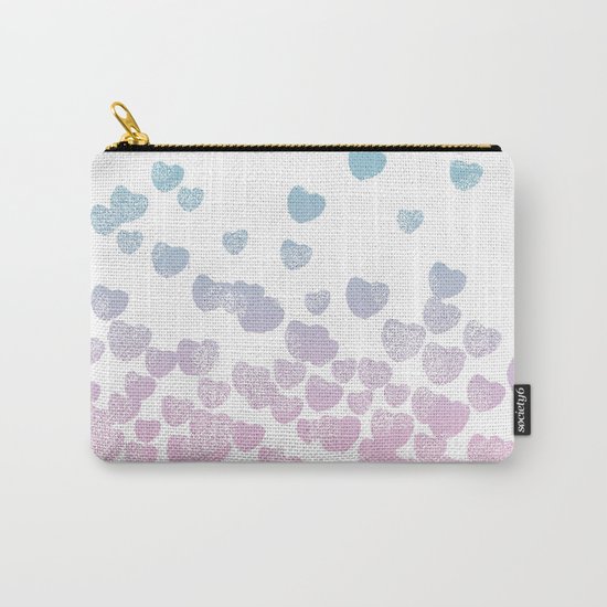 Hearts falling ombre blue and pastel pink cotton candy wonderland Carry-All Pouch