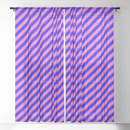[ Thumbnail: Blue & Hot Pink Colored Stripes/Lines Pattern Sheer Curtain ]