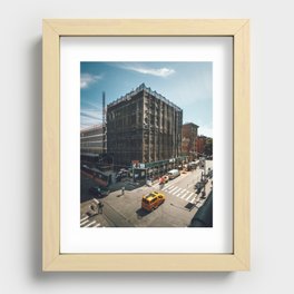 Yellow cab at Meatpacking district, New York | Typical NYC artwork | Busy streets cityscape travel photography Recessed Framed Print
