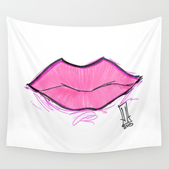 Pink Lips Wall Tapestry