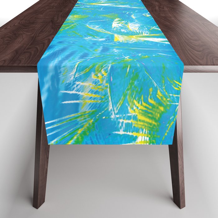 Shades Of Blue And Green Palm Trees Table Runner