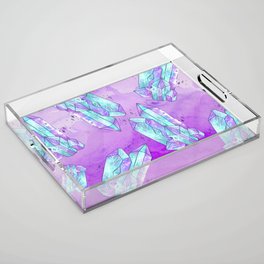 Purple and Blue Watercolor Crystals Acrylic Tray