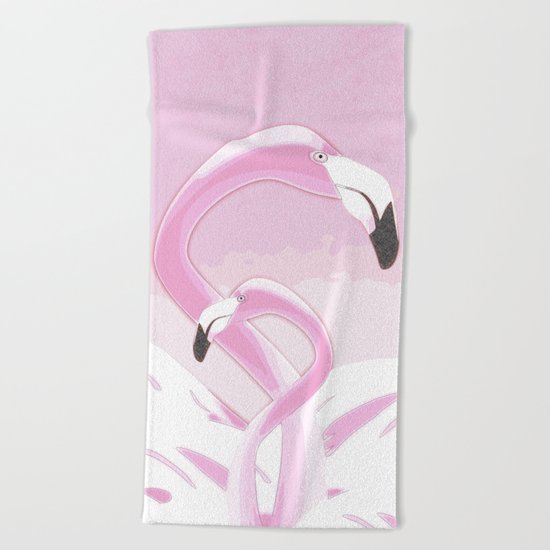 Soft Pink Flamingos Design Beach Towel