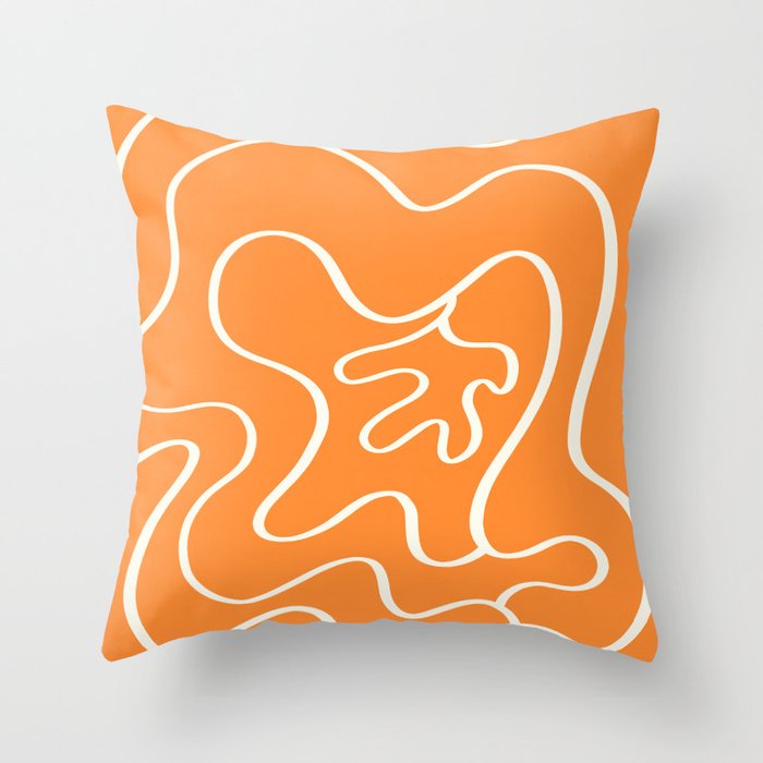 Minimalist line orange flower Throw Pillow