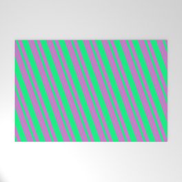 [ Thumbnail: Orchid & Green Colored Lined/Striped Pattern Welcome Mat ]