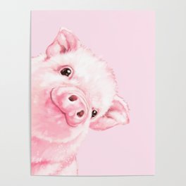 Sneaky Baby Pink Pig Poster
