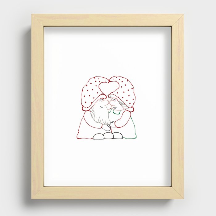 Christmas gnome couple Recessed Framed Print