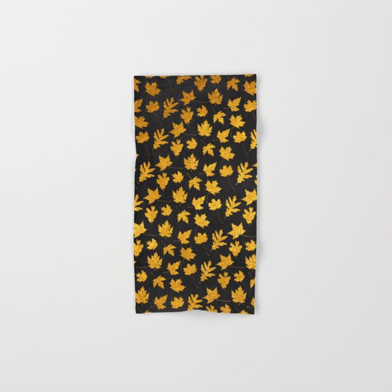 AUTUMN - gold leaves on chalkboard backround Hand & Bath Towel