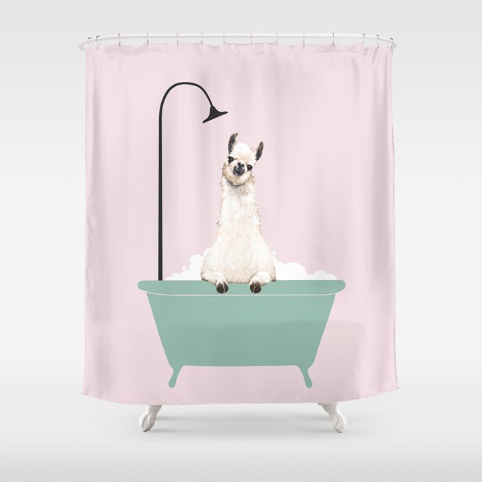 Llama Enjoying Bubble Bath Shower Curtain