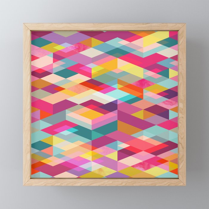 Rhapsody Jewelled Rainbow Modern Abstract Geo Framed Mini Art Print