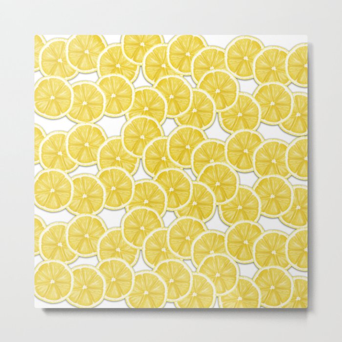 Lemon WaterColor paper pattern Metal Print