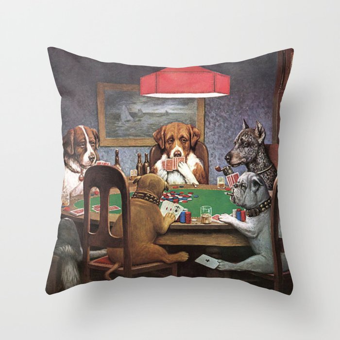 Dogs Playing Poker A Friend in Need Painting Throw Pillow