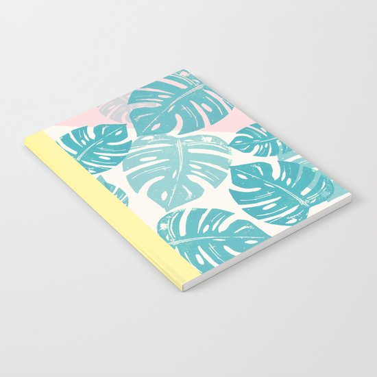 Linocut Monstera Rosy Notebook