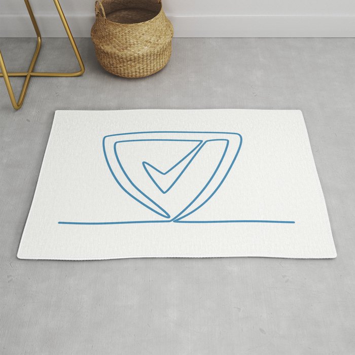 Shield With Check Mark Continuous Line Rug