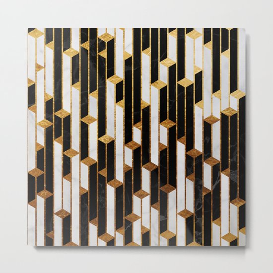 Marble skyscrapers - black, white and gold Metal Print