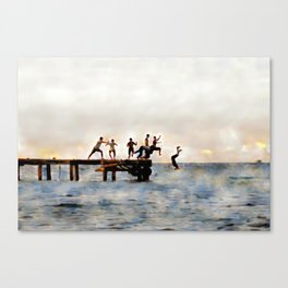 Summer playtime at the dock Canvas Print