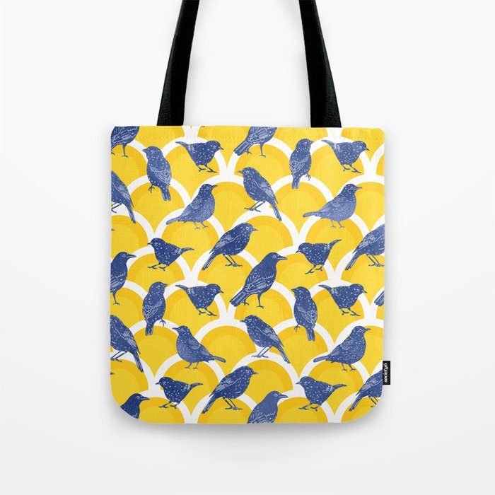 2206 schindel birds yellow blue Tote Bag