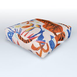 Tiger Swim Outdoor Floor Cushion | Positiveenergy, Vacation, Animal, Modernkitchen, Flowers, Painting, Bright, Pop, Nature, Palm 