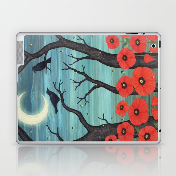 crows, fireflies, and poppies in the moonlight Laptop & iPad Skin