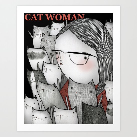 Cat Woman Art Print