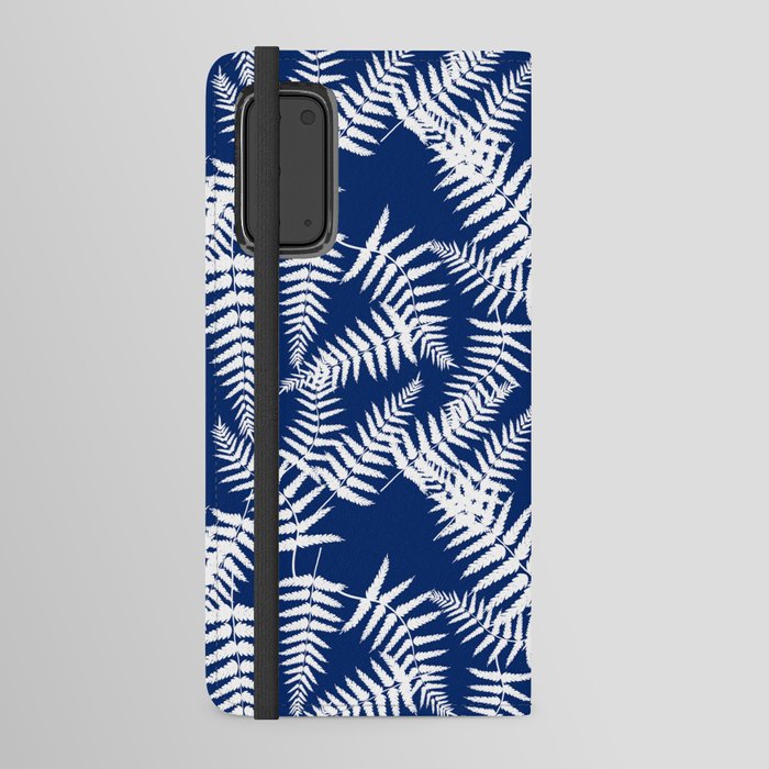 Blue And White Fern Leaf Pattern Android Wallet Case
