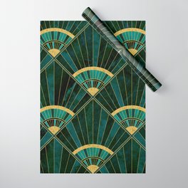 Art Deco Real Green Marbled Geometric Pattern Wrapping Paper