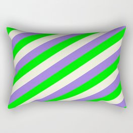 [ Thumbnail: Purple, Lime, and Beige Colored Lines/Stripes Pattern Rectangular Pillow ]