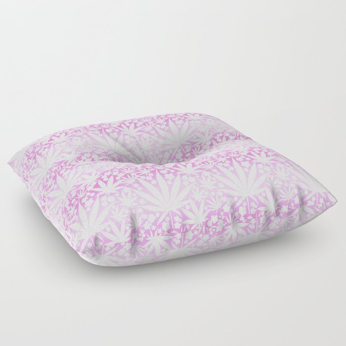 Psychedelic Cannabis And Flowers Purple Haze Floor Pillow
