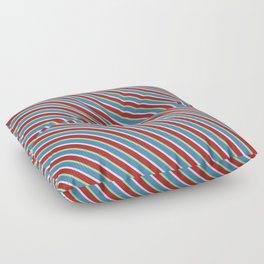 [ Thumbnail: Blue, Mint Cream, Red, and Green Colored Stripes/Lines Pattern Floor Pillow ]