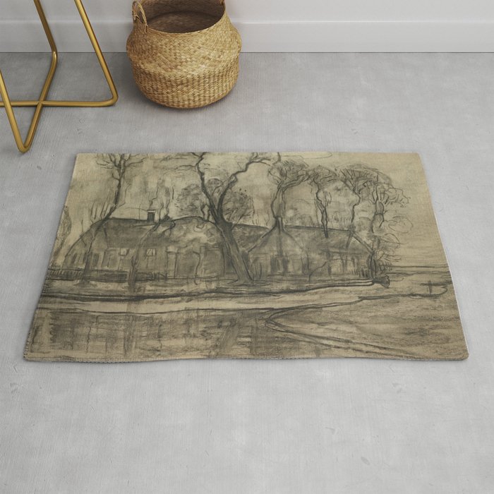 Farm Near Duivendrecht, The Sea (19051914) drawing in high resolution by Piet Mondrian. Rug by