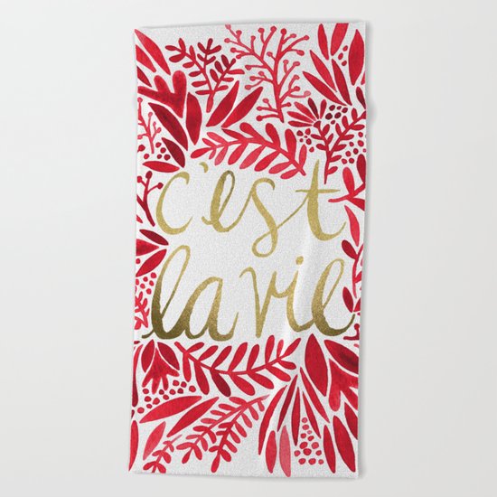 That's Life – Gold & Red Beach Towel