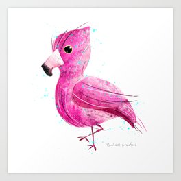 Pink Flamingo Bird Illustration  Art Print