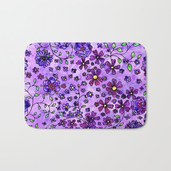 Purple Small Flowers Bath Mat