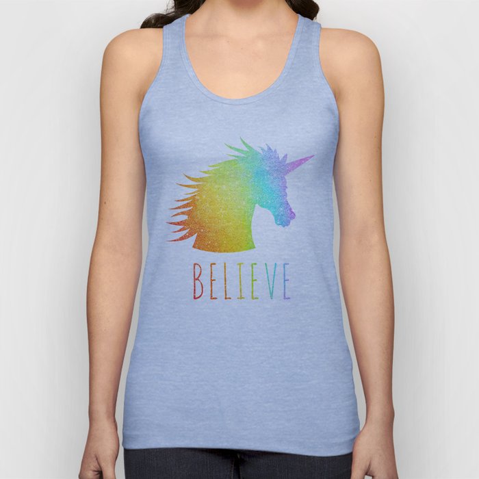 Believe  |  Rainbow Glitter Unicorn Tank Top