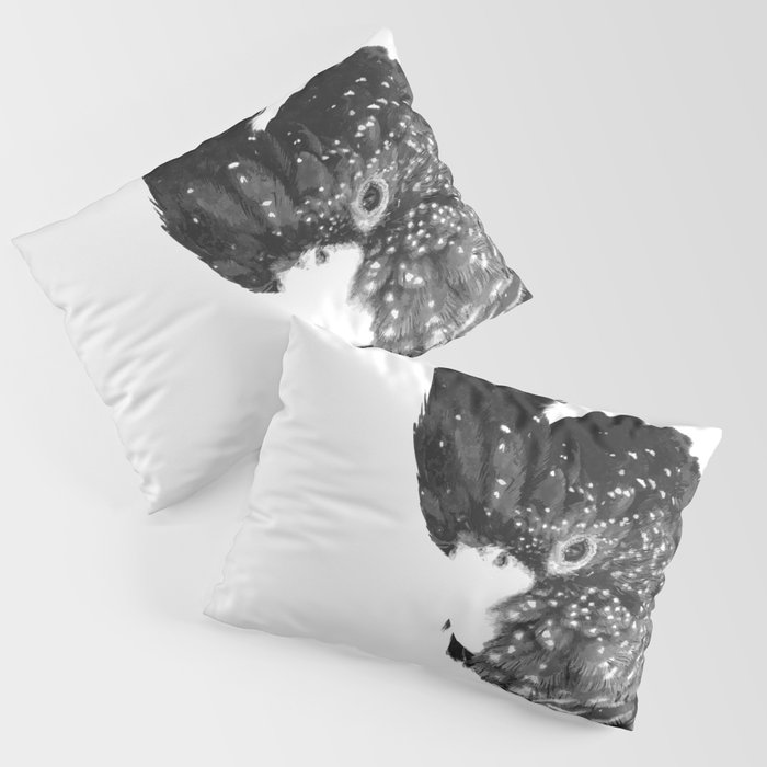 Black and White Cockatoo Illustration Pillow Sham