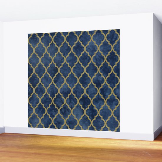 Classic Quatrefoil Lattice Pattern 428 Blue And Gold Wall Mural By