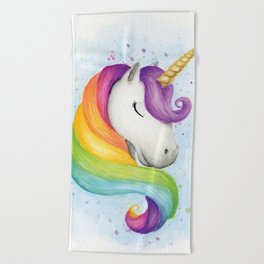 Rainbow Unicorn Beach Towel