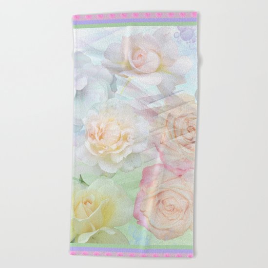 Romantic roses in pastels Beach Towel