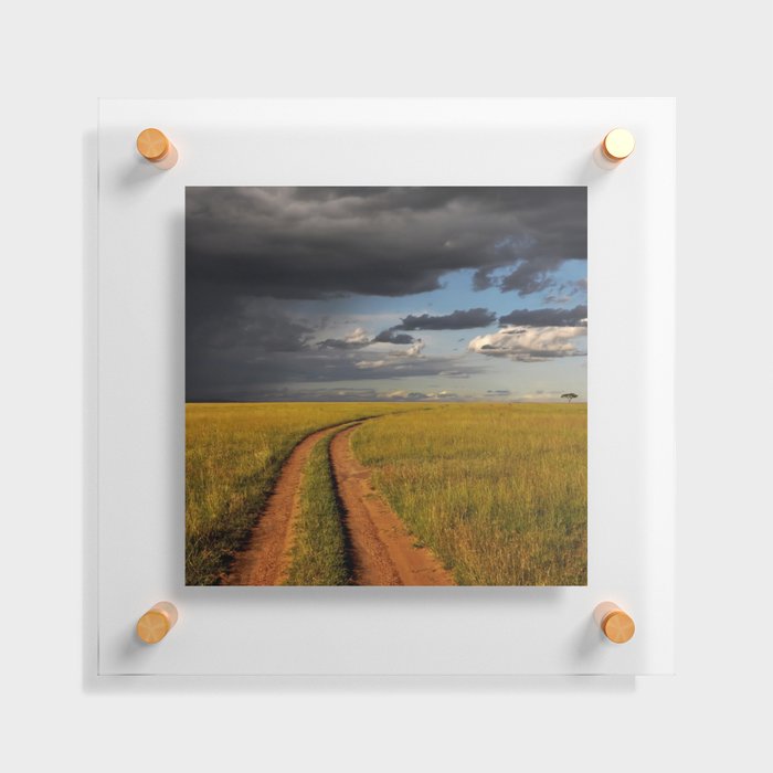 South Africa Photography - Desolate Road Going Through A Savannah Floating Acrylic Print