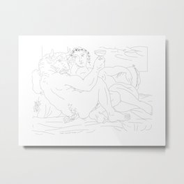 Picasso - Mitholological scene Metal Print | Painting, Minimalism, Drawing, Classic, Picasso Sketch, Black   White, Lineart, Minimal, Picasso, Mith 