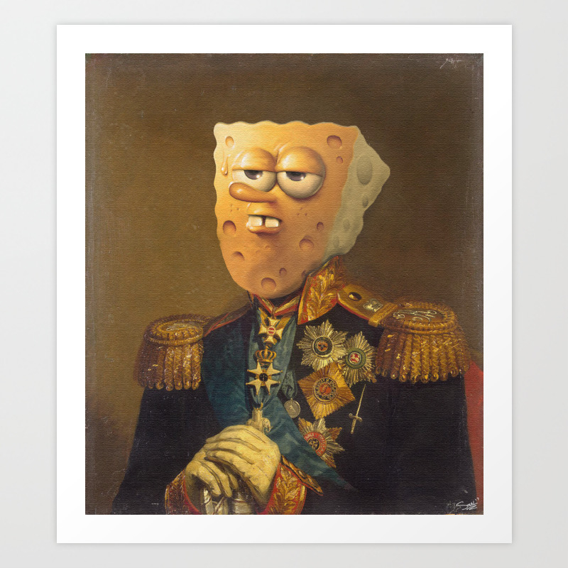 General Spongebob Portrait Fan Art Painting Art Print By