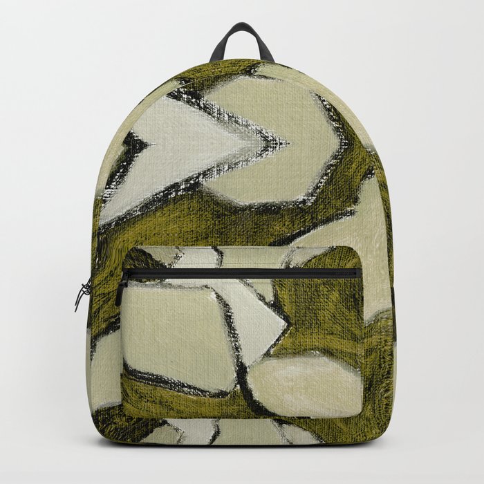 Abstract Oil Painting Pattern Ornament 2c48.4 Olive Green Backpack
