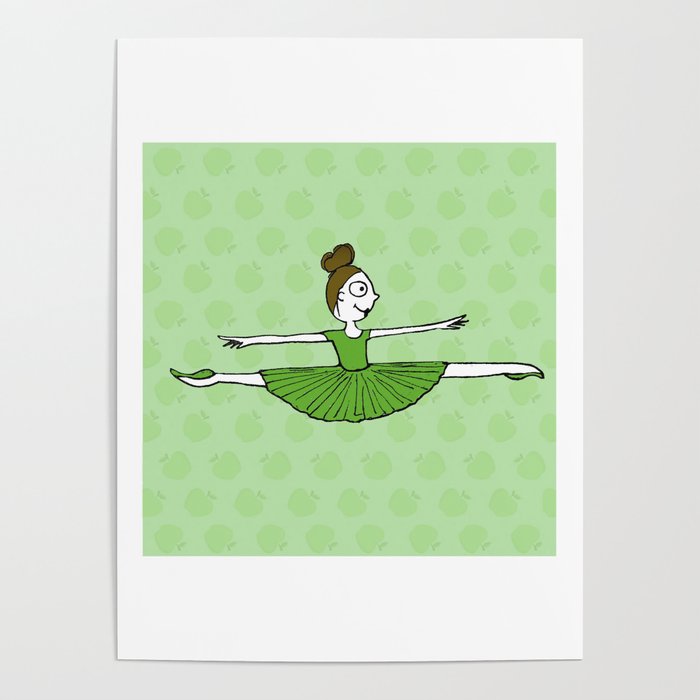 Ballet girl green jete Poster