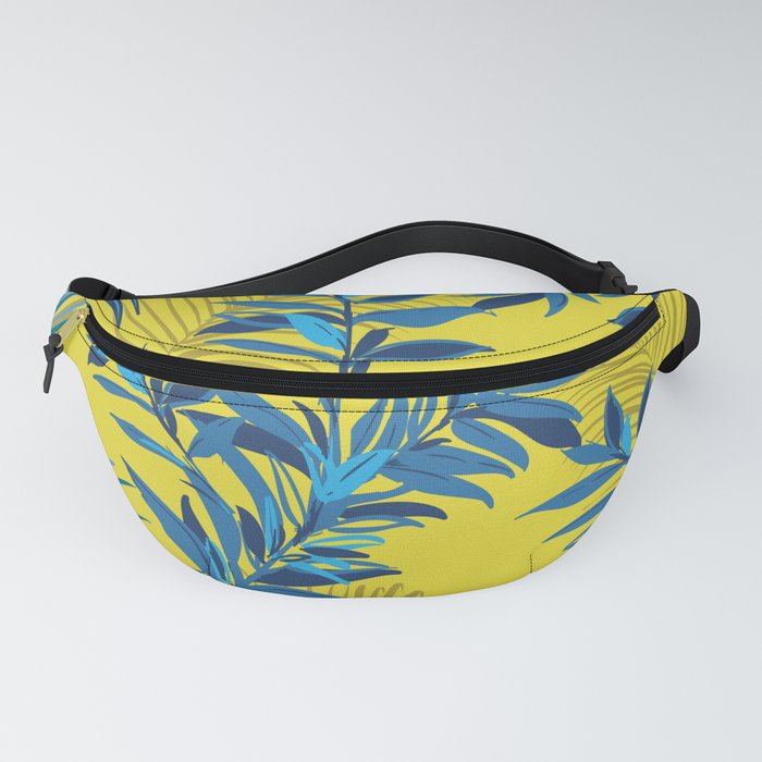 Tropical Blues Exotic Jungle Foliage Pattern Fanny Pack