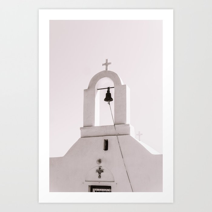 Black and White Church | Travel Photography in Greece, Europe | Island Life Art Print