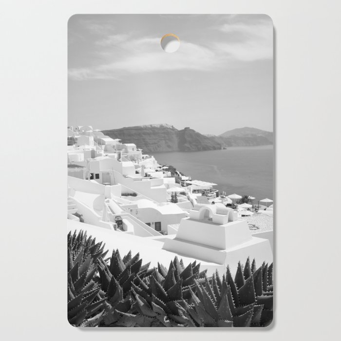 Santorini Oia Bliss Black & White #1 #wall #decor #art #society6 Cutting Board